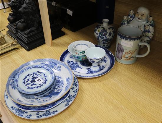 A group of Chinese blue and white and polychrome porcelain, 18th-20th century